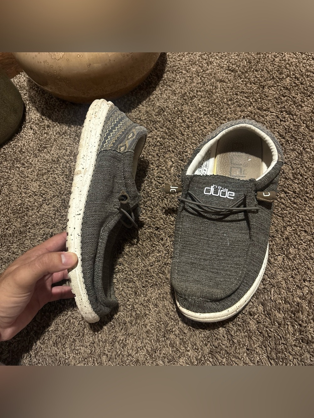 Hey Dude Men's Casual Slip-On Shoes - Charcoal Gray with White Sole